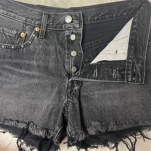 Levi's 501 High Rise Distressed Jean Shorts - Size 27 - Picture 4 of 13